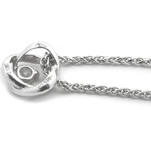 14 Karat White Gold Diamond Solitaire Swirl Necklace