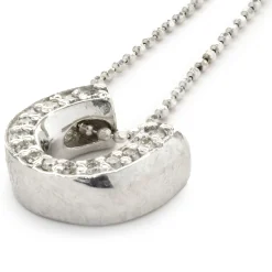 14 Karat White Gold Diamond Horse Shoe Necklace