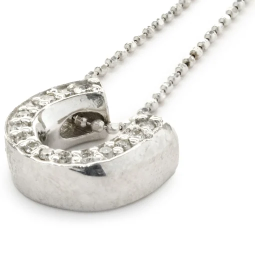 14 Karat White Gold Diamond Horse Shoe Necklace