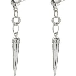 14 Karat White Gold Diamond Spike Drop Earrings