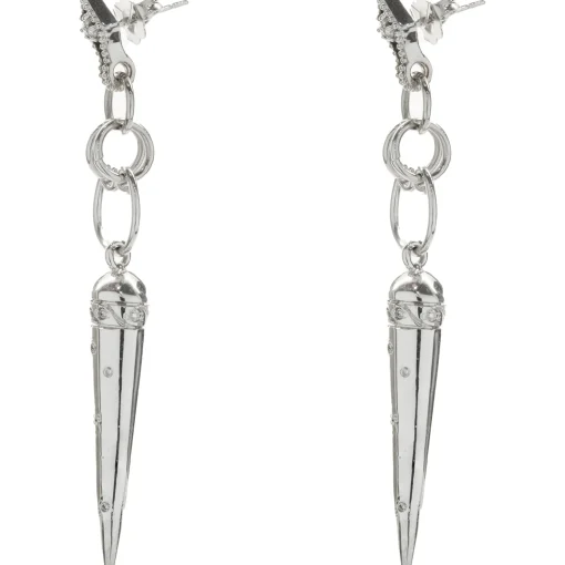 14 Karat White Gold Diamond Spike Drop Earrings