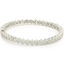 14 Karat White Gold Diamond Cluster Bangle Bracelet