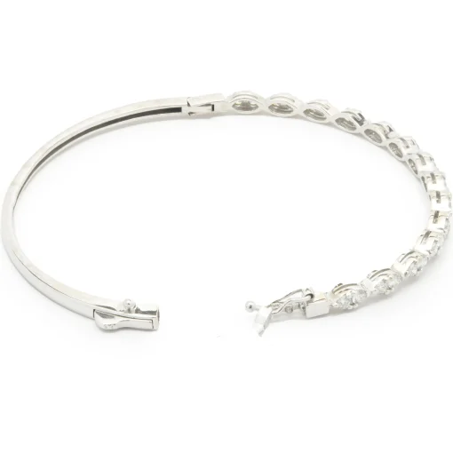 14 Karat White Gold Diamond Marquise Shape Bangle Bracelet