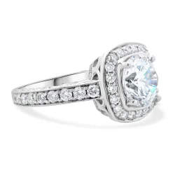 18 Karat White Gold Diamond Semi Mount with CZ Center