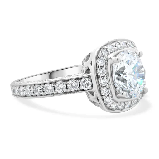 18 Karat White Gold Diamond Semi Mount with CZ Center