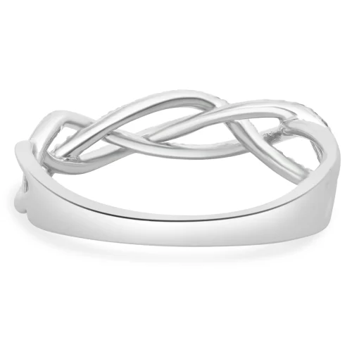 10 Karat White Gold Diamond Braided Band