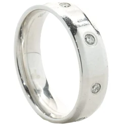 14 Karat White Gold Diamond Station 6MM Band