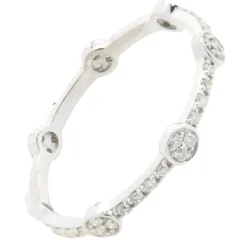 14 Karat White Gold Diamond Band with Circle Stations