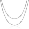 18 Karat White Gold Double Row Diamond Opera Length Necklace