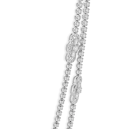 18 Karat White Gold Double Row Diamond Opera Length Necklace