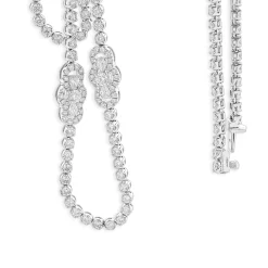 18 Karat White Gold Double Row Diamond Opera Length Necklace