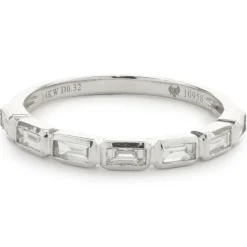 14 Karat White Gold East-West Diamond Baguette Band