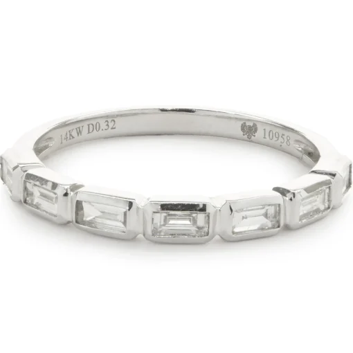 14 Karat White Gold East-West Diamond Baguette Band