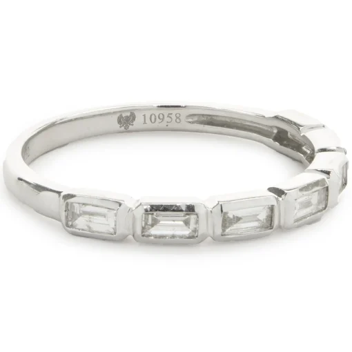 14 Karat White Gold East-West Diamond Baguette Band