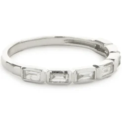 14 Karat White Gold East-West Diamond Baguette Band