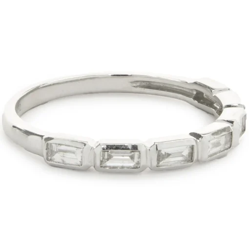 14 Karat White Gold East-West Diamond Baguette Band