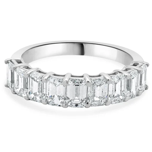 14 Karat White Gold Emerald Cut Diamond Band