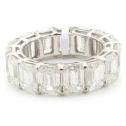 18 Karat White Gold Emerald Cut Diamond Eternity Band
