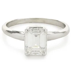 14 Karat White Gold Emerald Cut Diamond Engagement Ring