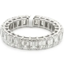 18 Karat White Gold Emerald Cut Diamond Eternity Band