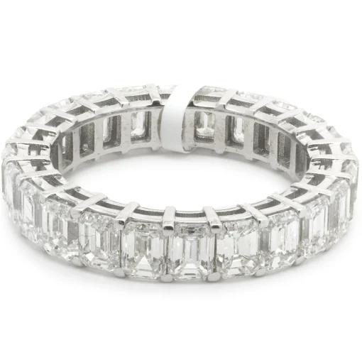 18 Karat White Gold Emerald Cut Diamond Eternity Band