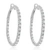 18 Karat White Gold Emerald Cut Diamond Hoop Earrings