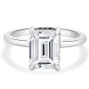 18 Karat White Gold Emerald Cut Diamond Engagement Ring