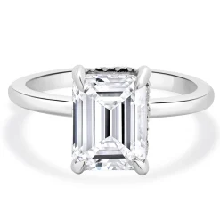 18 Karat White Gold Emerald Cut Diamond Engagement Ring