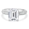 18 Karat White Gold Emerald Cut Diamond Engagement Ring
