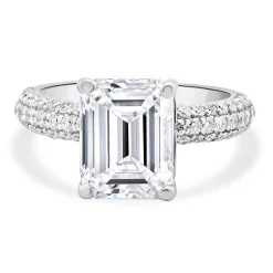 18 Karat White Gold Emerald Cut Diamond Engagement Ring