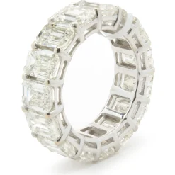 18 Karat White Gold Emerald Cut Diamond Eternity Band