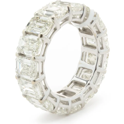 18 Karat White Gold Emerald Cut Diamond Eternity Band