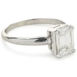 14 Karat White Gold Emerald Cut Diamond Engagement Ring