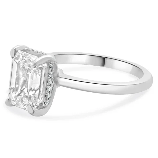 18 Karat White Gold Emerald Cut Diamond Engagement Ring