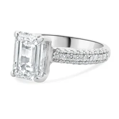 18 Karat White Gold Emerald Cut Diamond Engagement Ring