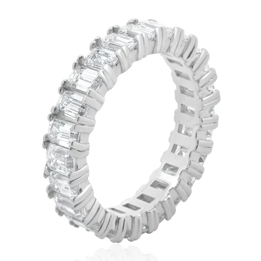14 Karat White Gold Emerald Cut Diamond Eternity Band