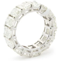 18 Karat White Gold Emerald Cut Diamond Eternity Band