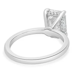 18 Karat White Gold Emerald Cut Diamond Engagement Ring