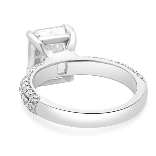 18 Karat White Gold Emerald Cut Diamond Engagement Ring