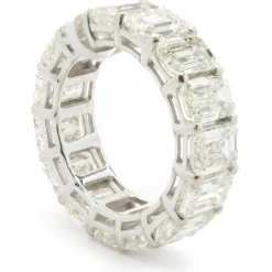 18 Karat White Gold Emerald Cut Diamond Eternity Band