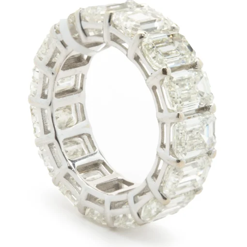 18 Karat White Gold Emerald Cut Diamond Eternity Band