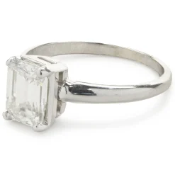 14 Karat White Gold Emerald Cut Diamond Engagement Ring
