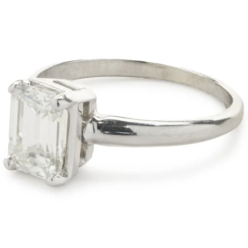 14 Karat White Gold Emerald Cut Diamond Engagement Ring