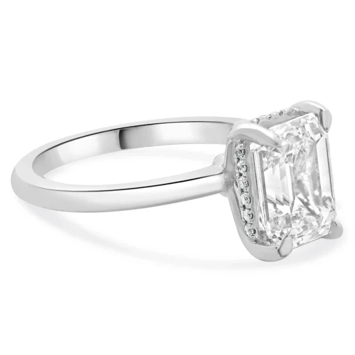 18 Karat White Gold Emerald Cut Diamond Engagement Ring