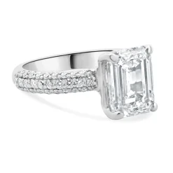 18 Karat White Gold Emerald Cut Diamond Engagement Ring