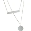 14 Karat White Gold Engraveable Bar Necklace with Pendant