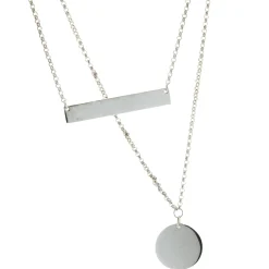 14 Karat White Gold Engraveable Bar Necklace with Pendant