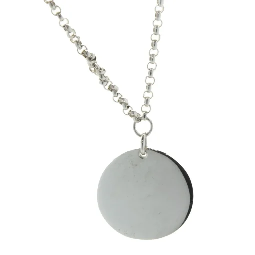 14 Karat White Gold Engraveable Bar Necklace with Pendant