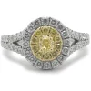 18 Karat White Gold Fancy Yellow and White Diamond Cluster Engagement Ring