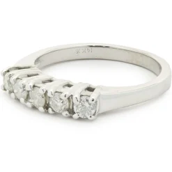 14 Karat White Gold Five Diamond Band